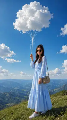 云朵气球山脊旅行人像