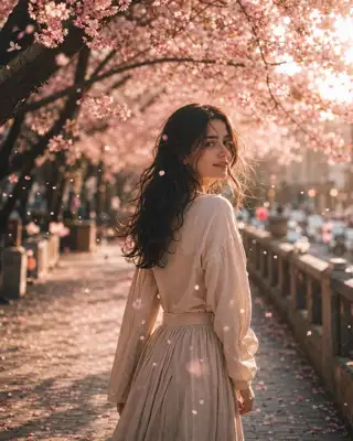 春日樱花回眸电影人像